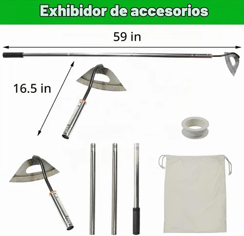 Vista 2 de Hoe - Herramienta de jardín, azada hueca endurecida de acero, azada de acción resistente con mango ajustable de 55 pulgadas, azada de hula de jardín