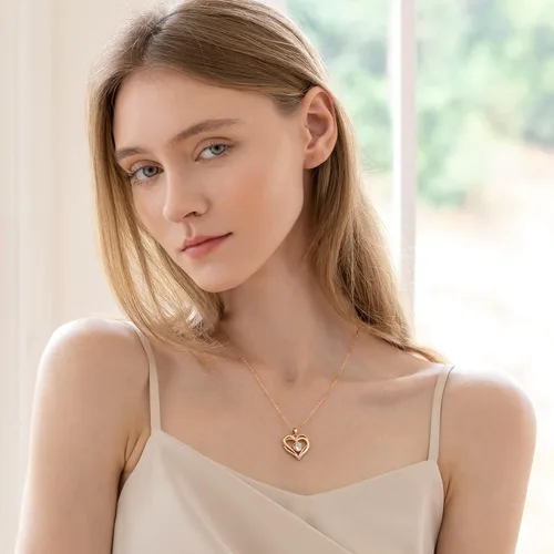 Vista 3 de LOUISA SECRET Love Heart Birthstone Necklaces for Women 925 Sterling Silver Rose Gold Pendant Forever Diamond Jewelry Valentine's Day Christmas