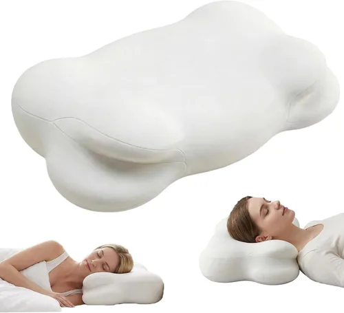 Vista 10 de Almohada Cloud de espuma viscoelástica ergonómica para el cuello cervical con funda de almohada transpirable, diseño ajustable de doble altura