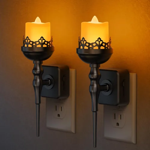 Vista 11 de Briignite Flameless Candle Night Light, Amber Night Lights, Dusk to Dawn