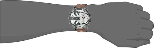 Vista 2 de Diesel DZ7394 Mr para hombres Daddy 20 Gunmetal IP Reloj de cuero color marrón Marrón