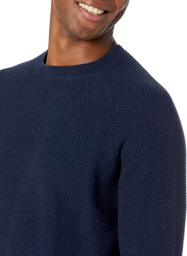Vista 3 de Tienda Essentials Suéter de cuello redondo de algodón texturizado de gran tamaño para hombre
