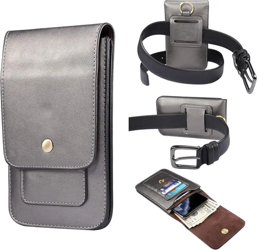 Vista 10 de Funda de cuero prémium para cinturón con clip para iPhone Xs Max, 11 Pro Max, 12 (5.4)/12 (6.1), 6s Plus, 7 Plus, 8 Plus, para bolso de hombre