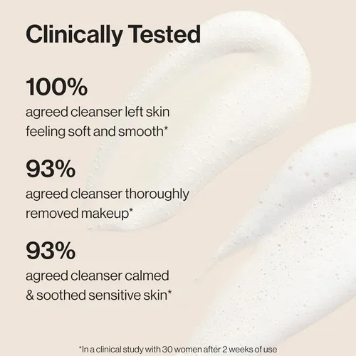 Vista 5 de Honest Beauty Limpiador en crema calmante para piel sensible, limpia suavemente hidrata calma, hipoalergénico, sin fragancia, vegano, 4 onzas