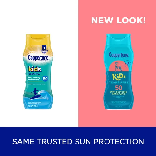 Vista 2 de Coppertone Kids SPF 50 Loción de protección solar sin lágrimas, resistente al agua, 8 onzas líquidas