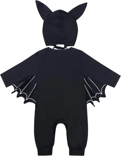 Vista 2 de AGQT Newborn Infant Babys Black Bat Costume Halloween Dress Up 2pcs Romper Size 0-24 Months
