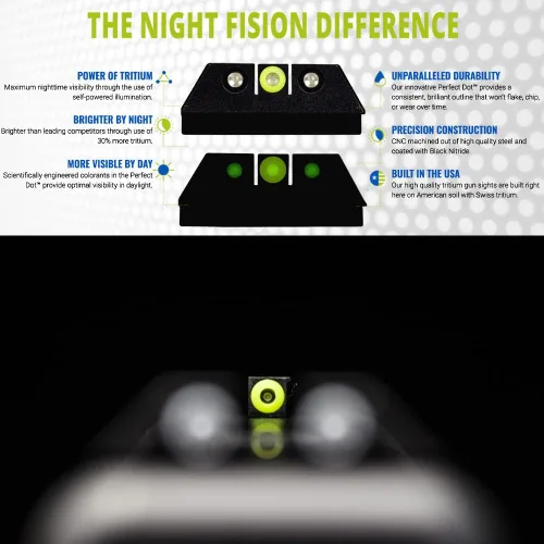 Vista 4 de Night Fision Tritium Night Sight Set for CZ USA P-07/P-09 - Perfect Dot Front Sight with Added Daytime Ring - Front Ring Color Options - Various