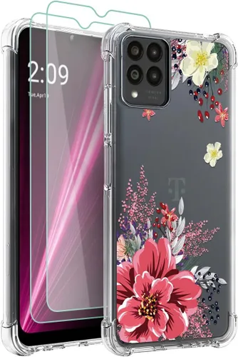 Vista 9 de Osophter Funda para Revvl 6 Pro 5G, transparente con protector de pantalla, TPU absorción de golpes, flexible para teléfono celular T-Mobile T Phone