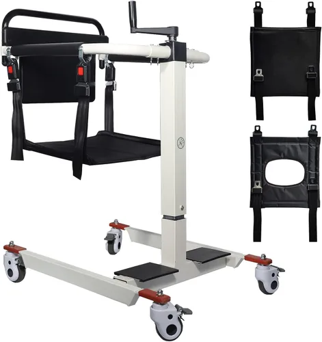 Vista 11 de Silla elevadora de paciente, silla de ruedas elevadora para el hogar, silla portátil de transferencia para ancianos, altura ajustable con dos
