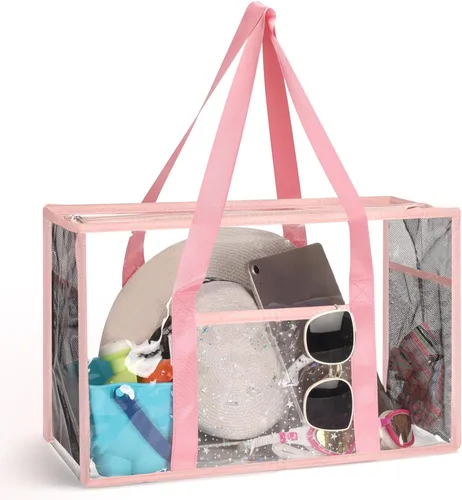 Vista 10 de Bolsa de mano transparente para playa - Bolsa impermeable de PVC aprobada para estadio - Bolsa transparente extra grande para piscina, concierto