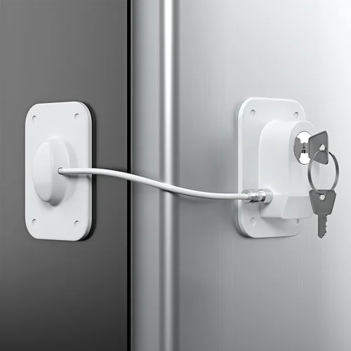 Vista 14 de RORMGO Paquete de 2 cerraduras para refrigerador, cerradura para refrigerador con protección de alambre de silicona, cerraduras para nevera