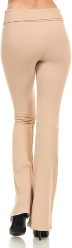 Vista 3 de JDJ CO - Pantalones de yoga para mujer, de algodón, color sólido, corte de bota, con cintura doblada