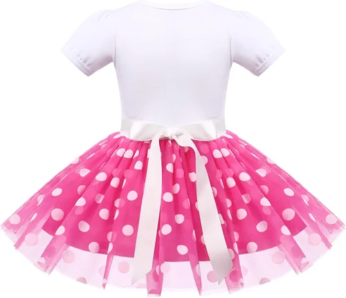 Vista 2 de IMEKIS Traje de cumpleaños para niñas bebés, vestido de lunares, diadema para Halloween, cosplay, sesión de fotos, 1-6T