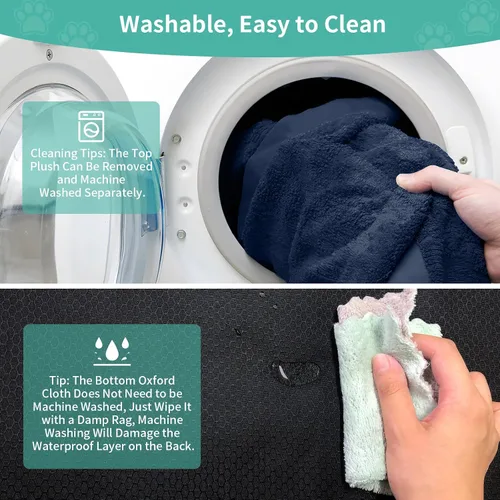 Vista 6 de COSHNIBI Fundas de cama de repuesto lavables para perro, fundas de cama impermeables, repuesto de felpa suave con cremallera y extraíbles para Azul