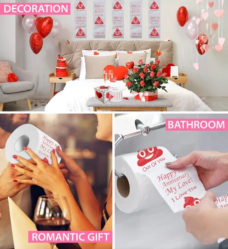 Vista 5 de Impreso TP Happy 5th Anniversary My Love papel higiénico regalo – Divertido regalo de quinto aniversario para marido, esposa, novio, novia, broma