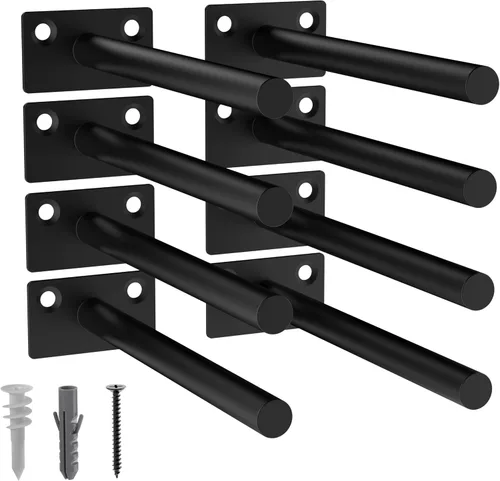 Vista 22 de 12-Pack 10 inch Floating Shelf Brackets, Hidden Shelf Bracket for Wood Negro-paquete de 12