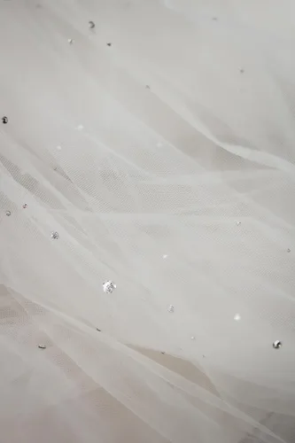 Vista 4 de Passat Velo de novia de cristales austriacos para novias, velo de novia corto de marfil con diamantes de imitación para novia