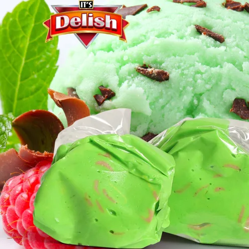 Vista 4 de It's Delish - Caramelos masticables gourmet con chispas de chocolate y menta, contenedor reutilizable jumbo de 18 onzas, masticables de frutas