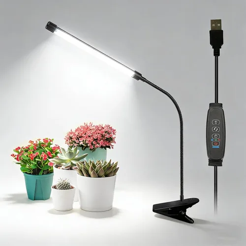 Vista 7 de Luces de cultivo para plantas de interior, luces LED de espectro completo de 15 W con temporizador de encendido/apagado automático de 3/9/12 horas