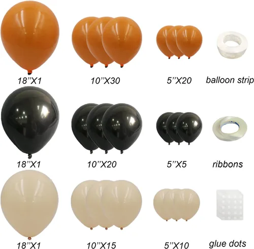 Vista 2 de Kit de arco de guirnalda de globos de color naranja quemado, globos de doble relleno naranja y negro para otoño, Acción de Gracias, otoño