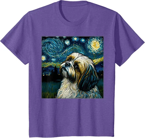Vista 39 de Camiseta Surrealism Starry Night Shih Tzu Dog