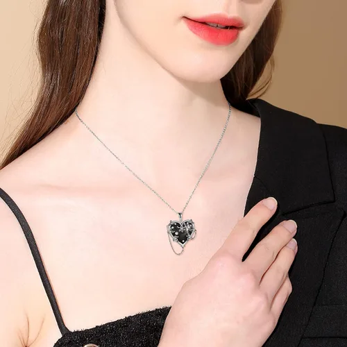 Vista 3 de Conjuntos de joyas góticas para mujer, plata de ley 925, emo gótico, regalos de Halloween para mujer
