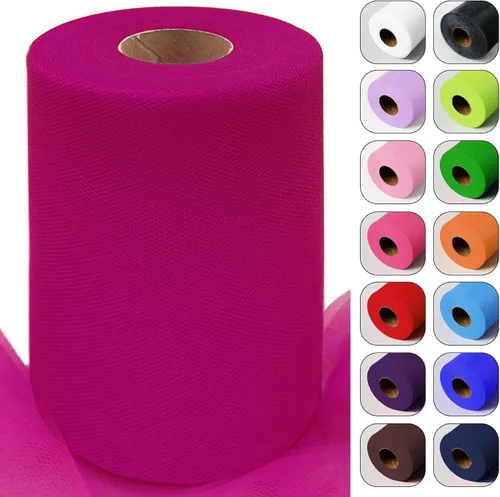 Vista 19 de Rollos de tela de tul verde ácido de 6 pulgadas por 100 yardas (300 pies) Cinta de tul para tutú, falda, envoltorio de regalo, decoración de boda