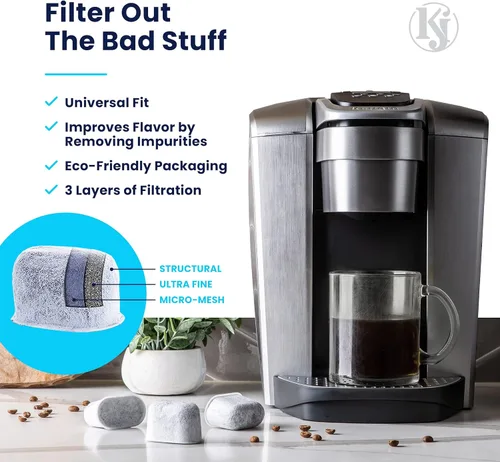 Vista 5 de Filtros de agua de K&J compatibles con Keurig, paquete de 12, ajuste universal (no Cuisinart), filtros compatibles con Keurig, filtros de agua