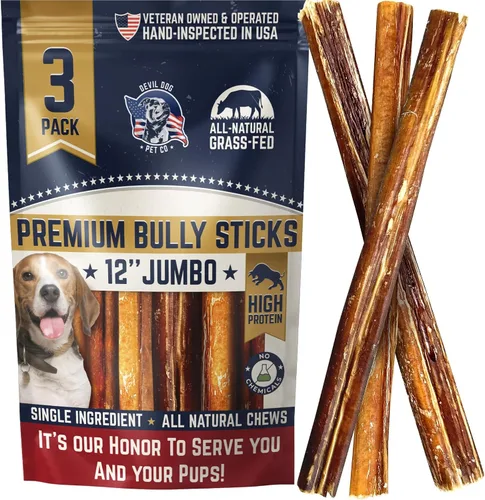 Vista 15 de Devil Dog Pet Co. Palitos Bully Trenzados para Perros – Paquete de 3 Golosinas Masticables de 6 Pulgadas, 100% Naturales, de un Solo Ingrediente