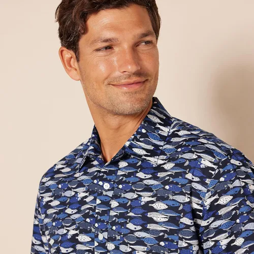 Vista 3 de Tienda Essentials - Camisa para hombre, manga corta, de ajuste regular, estampada