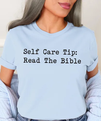 Vista 7 de Self Care Tip Pray Shirt, Christian Wellness Tee, Religious Health Top, Faith-Based Self Love Apparel