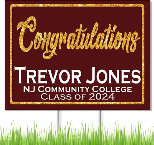 Vista 2 de Congratulations Class of 2024 Graduate Personalized Yard Sign with Metal Stake, Custom Graduation Party Personalized Lawn Sign