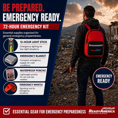 Vista 6 de Ready America 70285 kit de emergencia de lujo para 2 personas, mochila para 3 días