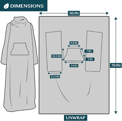 Vista 6 de PAVILIA Manta con Mangas para Adultos Mujeres Hombres, Manta Suave y Cálida Usable de Vellón Envolvente Tipo Throw, Manta Bata Regalo