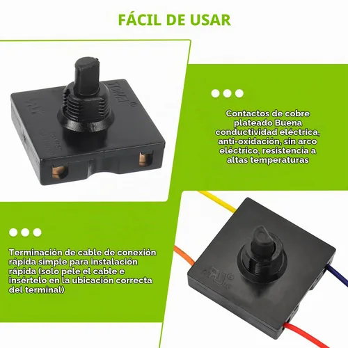 Vista 4 de Interruptor giratorio 13A-125V/10A-250V, selector de velocidad universal de 4 posiciones y 3 velocidades, interruptor giratorio para calentador