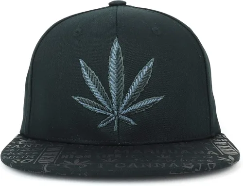 Vista 2 de Trendy Apparel Shop Rasta Marihuana Leaf Weed 3D bordado plano Bill Snapback Cap