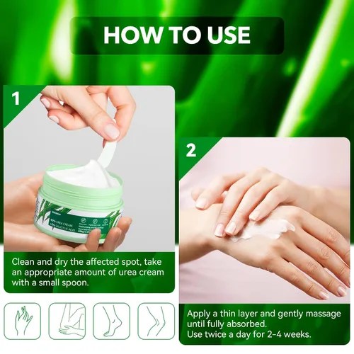 Vista 4 de Crema de urea 42 por ciento para pies, 7.0 onzas, 2% ácido salicílico, aloe vera, ácido hialurónico, crema hidratante profundamente para pies secos