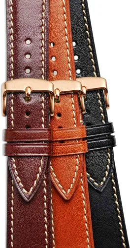 Vista 9 de WOCCI Correas de reloj de lujo, cuero de grano completo, correas de repuesto para hombres y mujeres, ancho de la correa 0.709 in, 0.787 in, 0.866