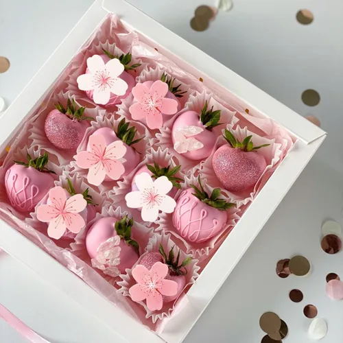 Vista 5 de 60 piezas de flores comestibles para decorar pasteles y cupcakes, decoraciones de papel de oblea en forma de flores de cerezo rosa, temática
