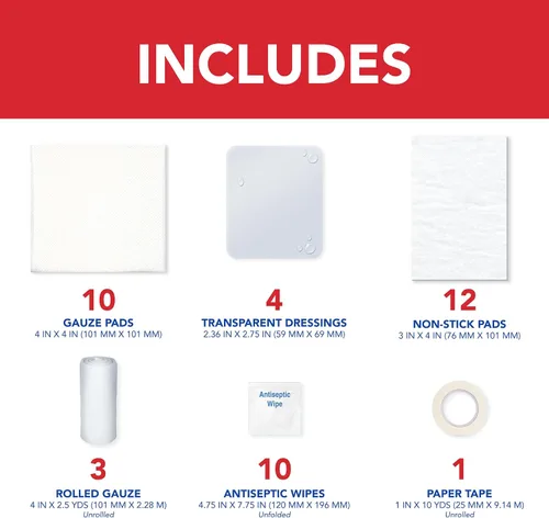 Vista 2 de All Health Kit de cuidado de heridas y suministros de primeros auxilios, 40 piezas para heridas de tamaño pequeño a mediano, uso profesional
