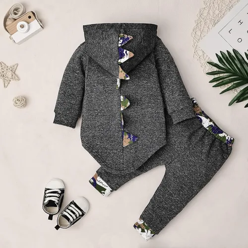 Vista 3 de FOCUTEBB Conjunto de ropa para bebé niño a cuadros para otoño e invierno, de manga larga, sudadera con capucha y pantalones