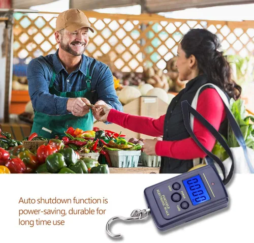 Vista 5 de Báscula de pescado con pantalla LCD retroiluminada, báscula digital impermeable de hasta 88 libras / 88.2 lbs, báscula de peso portátil para colgar