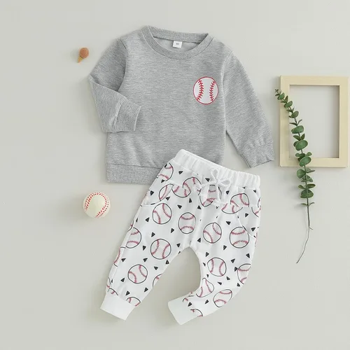 Vista 7 de Ledy Champswiin Conjunto de ropa para bebé niño pequeño para otoño e invierno, conjunto de sudadera linda y pantalón largo