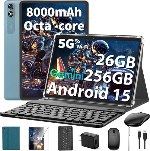Vista 11 de Tablet Android 15 de 10 pulgadas, tableta 2026 con teclado, 24GB+256GB+2TB Expandir