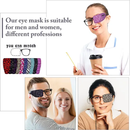 Vista 5 de Sosation 10 piezas de parches oculares para ojo izquierdo o derecho de adultos, parche para gafas, estilos mixtos (estilo surtido)