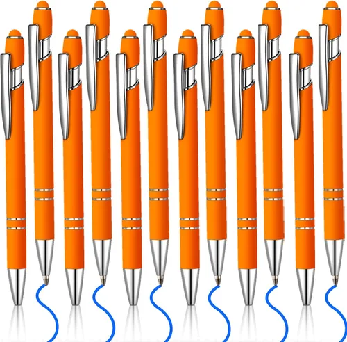 Vista 9 de 12 bolígrafos de tinta azul con punta de lápiz capacitivo, bolígrafo de metal de 0.039 pulgadas para pantallas táctiles, 2 en 1, regalo para amigos