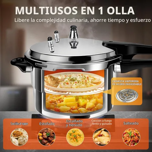 Vista 8 de Olla a presión pequeña de aluminio de 4.22 cuartos de galón/4 litros, mini olla a presión compacta para 2-4 personas, calor uniforme resistente