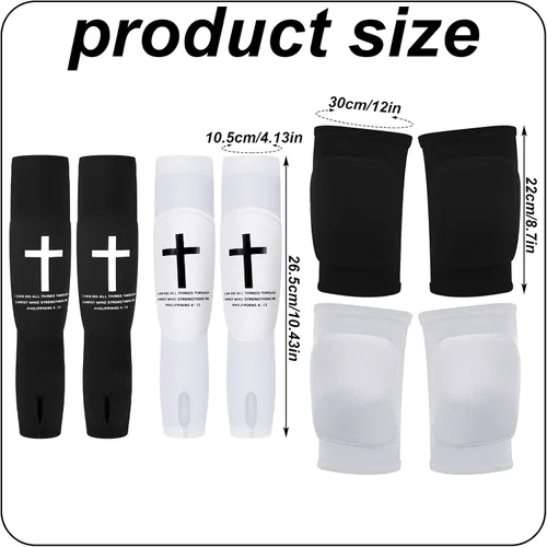 Vista 2 de Cutecrop Juego de 2 rodilleras de voleibol y mangas para brazos para jóvenes con almohadilla de protección, protector de muñeca de antebrazo