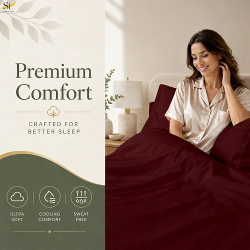 Vista 3 de Shreem Linen Juego de sábanas tamaño Queen de 6 piezas, sábanas 100% algodón egipcio, ropa de cama de lujo de hotel, bolsillo profundo de 18