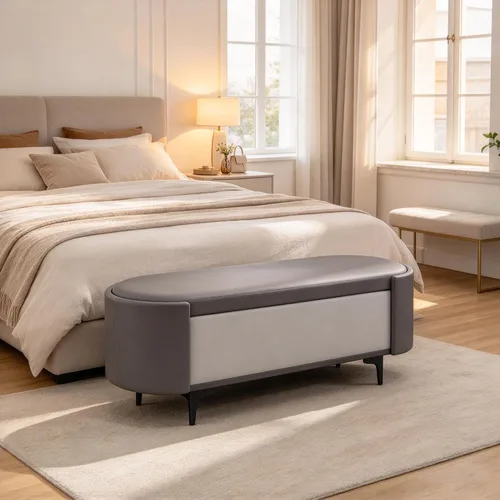Vista 9 de Storage Bench for Bedroom,Entryway Ottoman with Seating,Edge Footrest Stool